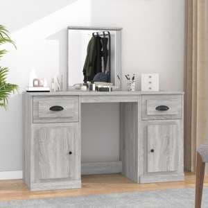 Ryker Wooden Dressing Table With Mirror In Grey Sonoma Oak