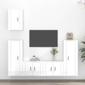 Ryker High Gloss Entertainment Unit Wall Hung In White - UK