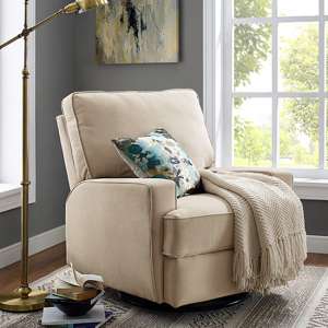 Rylie Fabric Swivel And Gliding Recliner Chair In Beige