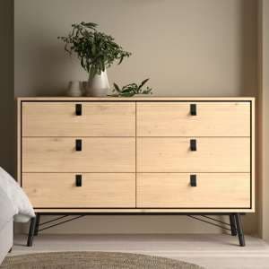 Rynok Wooden Chest Of 6 Drawers Wide In Jackson Hickory Oak - UK