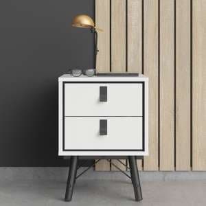 Rynok Wooden Bedside Cabinet In Matt White With 2 Drawers - UK