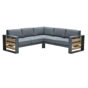 Saar Fabric Corner Sofa In Mystic Grey With Carbon Black Frame - UK