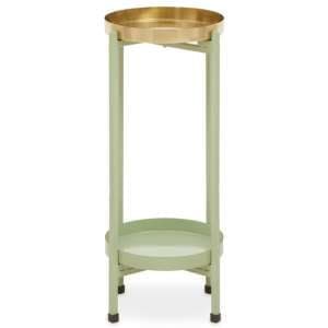 Sabina Round Metal Plant Stand In Green And Gold