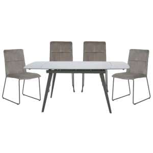 Sabine Cappuccino Extending Dining Table 4 Sorani Mink Chairs - UK