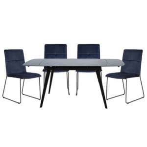 Sabine Grey Extending Dining Table 4 Sorani Blue Chairs