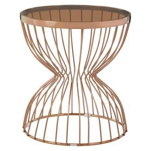 Saclateni Smoked Glass Top Side Table With Rose Gold Frame - UK
