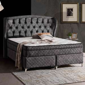 Safran Double Storage Bed In Grey Marvel Fabric - UK