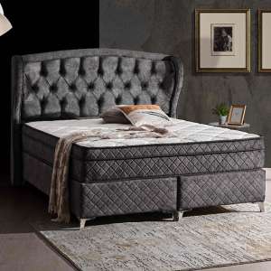 Safran King Size Storage Bed In Grey Marvel Fabric - UK