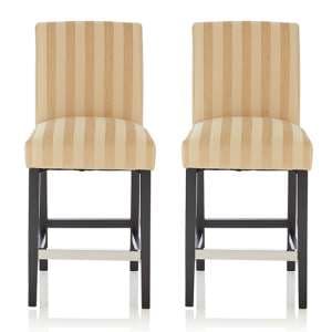 Saftill Oatmeal Fabric Fixed Bar Stools With Black Legs In Pair - UK