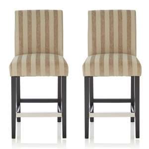 Saftill Sage Fabric Fixed Bar Stools With Black Legs In Pair - UK