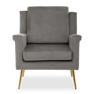 Salami Velvet Upholstered Armchair In Grey - UK