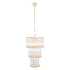 Salas Small Ribbed Pattern 3 Tier Chandelier Light In Gold - UK