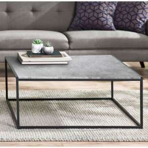 Salome Square Wooden Coffee Table In Concrete Effect