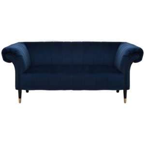 Salta Velvet 2 Seater Sofa In Midnight Blue With Pointed Legs - UK