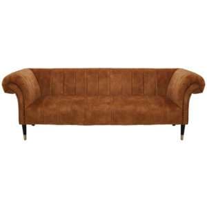 Salta Velvet 3 Seater Sofa In Gold With Pointed Legs - UK