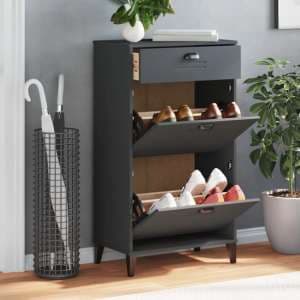 Widnes Wooden Shoe Storage Cabinet In Anthracite Grey - UK