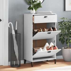 Widnes Wooden Shoe Storage Cabinet In White - UK