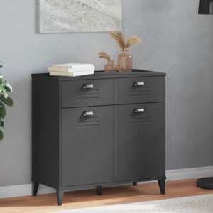 Widnes Wooden Sideboard With 2 Drawers In Anthracite Grey - UK