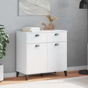 Widnes Wooden Sideboard With 2 Drawers In White - UK