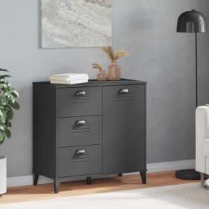 Widnes Wooden Sideboard With 3 Drawers In Anthracite Grey - UK