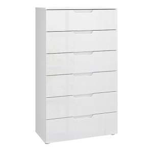 Salter High Gloss Chest Of 6 Drawers In White - UK