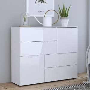 Salter High Gloss Sideboard Abstract 2 Doors 4 Drawers In White - UK