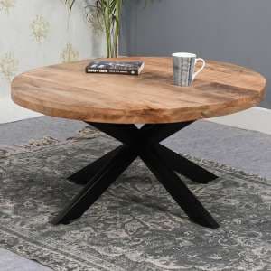 Salter Solid Mangowood Coffee Table With Metal Spider Legs - UK