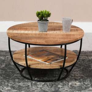 Salter Solid Mangowood Coffee Table With Shelf In Rough Swan - UK