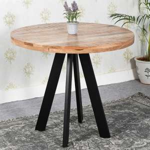 Salter Solid Mangowood Round Dining Table In Rough Sawn