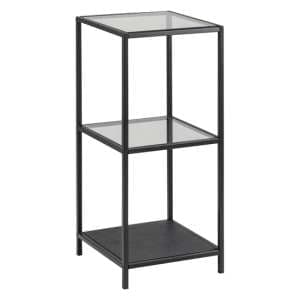 Salvo Bookcase 2 Clear Glass Shelves With Black Metal Frame - UK