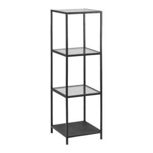 Salvo Bookcase 3 Clear Glass Shelves With Black Metal Frame