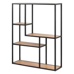Salvo Bookcase 3 Wooden Shelves Tall With Black Metal Frame