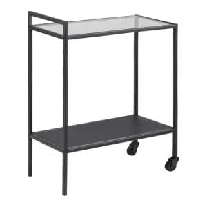 Salvo Clear Glass Top Drinks Trolley With Black Metal Frame - UK
