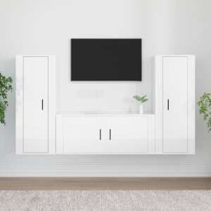 Salvo High Gloss Entertainment Unit Wall Hung In White - UK