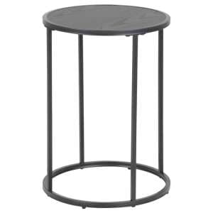 Salvo Wooden Side Table Round In Ash Black - UK