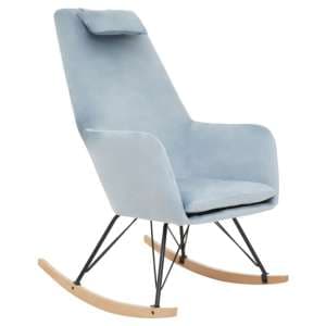 Salvo Velvet Rocking Chair In Blue - UK