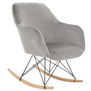 Salvo Velvet Rocking Chair Small In Grey - UK