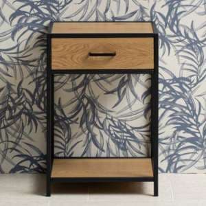 Salvo Wooden Bedside Table With 1 Drawer In Matt Wild Oak - UK