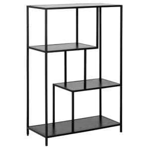 Salvo Wooden Bookcase With 3 Shelves In Ash Black - UK