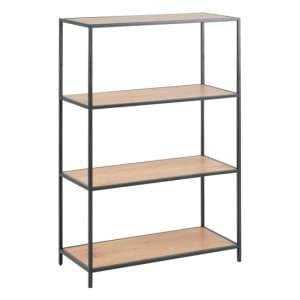 Salvo Wooden Bookcase 3 Shelves Tall With Black Metal Frame