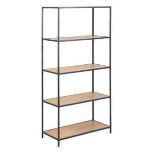 Salvo Wooden Bookcase 4 Shelves Tall With Black Metal Frame - UK