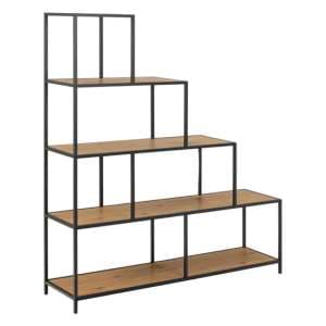 Salvo Wooden Bookcase Step Shape 4 Shelves In Matt Wild Oak - UK