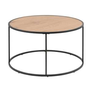 Salvo Wooden Coffee Table Round With Black Metal Frame - UK