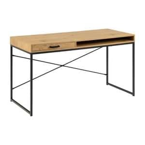 Salvo Wooden Laptop Desk With 1 Drawer 1 Shelf In Matt Wild Oak