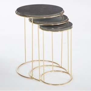 Salvo Wooden Nest Of 3 Tables Round In Dusky Marble Effect - UK