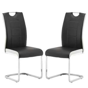 Samson Black And White Faux Leather Dining Chairs In Pair