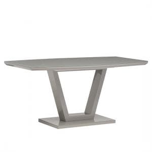 Samson Rectangular Glass Top High Gloss Dining Table In Grey - UK