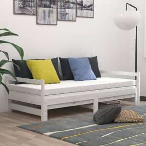 Sanchia Solid Pinewood Pull-Out Single Day Bed In White - UK