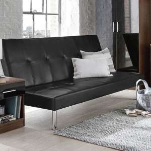 Sancia PU Leather Sofa Bed With Chrome Legs In Black