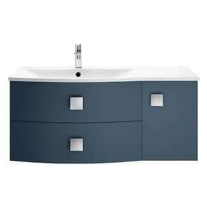 Sane 100cm Left Handed Wall Vanity With Basin In Mineral Blue
